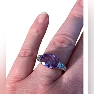 Amethyst Silver Ring Size 9.5